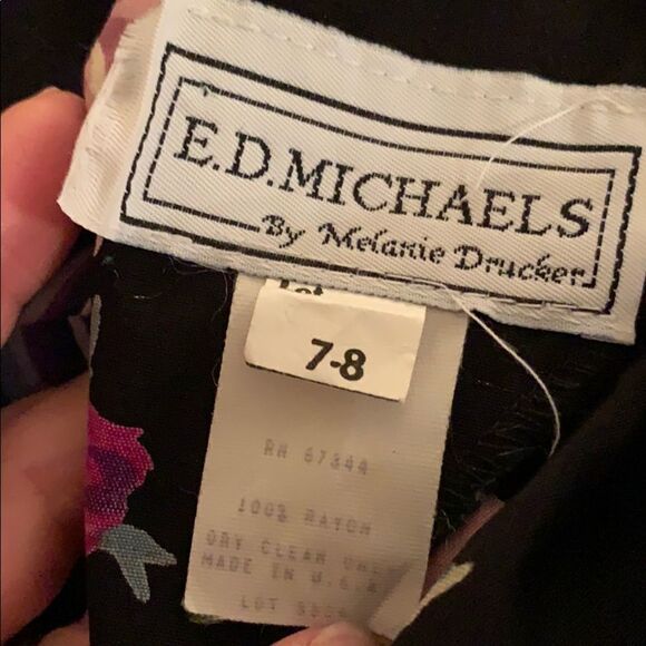 Vtg 90s E.D. Michaels black floral rayon dress - Picture 8 of 8
